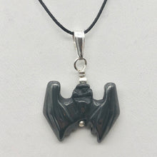 Load image into Gallery viewer, Halloween Hand Carved Hematite Bat Sterling Pendant 509251HMS - PremiumBead Primary Image 1
