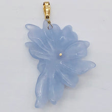 Load image into Gallery viewer, Hand Carved Blue Chalcedony Flower 14K Gold Filled Pendant! | 2 1/4" Long |
