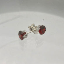 Load image into Gallery viewer, January 5mm Created Garnet &amp; Silver Earrings 10147A - PremiumBead Alternate Image 3
