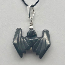 Load image into Gallery viewer, Halloween Hand Carved Hematite Bat Sterling Pendant 509251HMS - PremiumBead Alternate Image 2