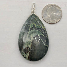 Load image into Gallery viewer, Tsunami Stone Briolette Sterling Silver Pendant | 2 3/4" Long | Green, White | 1
