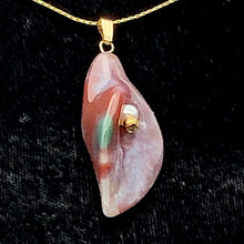Load image into Gallery viewer, Fancy Jasper Calla Lily 14K Gold Filled Flower Pendant | 2" Long | Red Green |