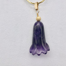 Load image into Gallery viewer, Lily! Natural Carved Amethyst Flower14Kgf Pendant |1 9/16 x 5/16" | Purple | - PremiumBead Alternate Image 7