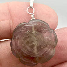 Load image into Gallery viewer, Semi Precious Stone Jewelry Carved Rose Pendant Necklace of Amethyst/Silver - PremiumBead Alternate Image 2