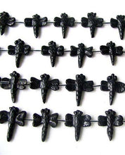 Load image into Gallery viewer, Fab 2 Hand Carved Onyx Dragonfly Briolette Beads | 23x18x5mm-26x21x4mm | Black - PremiumBead Alternate Image 2

