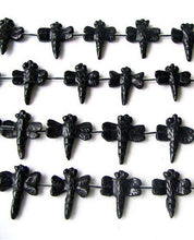 Load image into Gallery viewer, Fab 2 Hand Carved Onyx Dragonfly Briolette Beads | 23x18x5mm-26x21x4mm | Black - PremiumBead Alternate Image 2