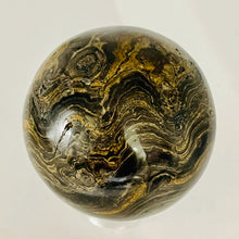 Load image into Gallery viewer, Stromatolite Scry Crystal Round Meditation Sphere | 50mm | Bronze/Black | 1 |