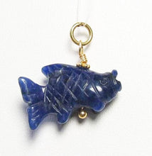 Load image into Gallery viewer, Sodalite Koi Fish Pendant Necklace | Semi Precious Stone Jewelry | 14k Pendant