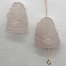 Load image into Gallery viewer, Namaste 2 Hand Carved Rose Quartz Buddha Beads | 19x15x9mm | Pink