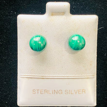 Load image into Gallery viewer, Malachite 8mm Sterling Silver Stud Ball Earrings | 8mm | Green | 1 Earrings