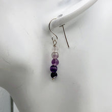 Load image into Gallery viewer, Enchanting Fluorite 4mm Bead Dangle Silver Earrings! | 1 3/8" Long |