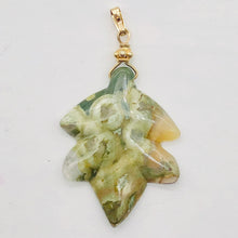 Load image into Gallery viewer, Ryolite Rain Tree Jasper 14K Gold Filled Leaf | 2" Long | Green | 1 Pendant