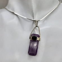 Load image into Gallery viewer, Amethyst and Garnet Sterling Silver Drop Pendant | 2" Long | Purple/Red |