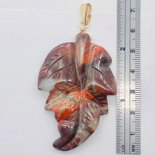 Load image into Gallery viewer, Carved Brecciated Jasper Leaf & 14Kgf Pendant | 2 3/4" long | Red | Leaf |