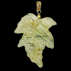 14K Gold Filled Carved Prehnite Leaf Pendant | 2" Long | Green | 1 Pendant |