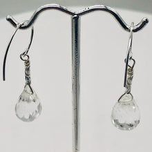 Load image into Gallery viewer, Facetted Quartz Briolette Sterling Silver Earrings | 1 1/2" Long |Clear| 1 Pair|