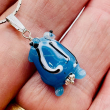 Load image into Gallery viewer, Lampwork Frog Sterling Silver Frog | 1" Long | Sky Blue | 1 Pendant |