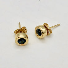 Load image into Gallery viewer, Blue Sapphire 14K Gold Bezel set Earrings | 3mm | Blue | Stud | - PremiumBead Primary Image 1