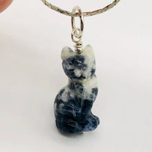 Load image into Gallery viewer, Adorable Blue Sodalite Cat & 925 Sterling Silver Pendant 509257SDS