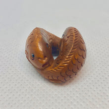 Load image into Gallery viewer, Pisces Hand Carved & Signed Boxwood Fish Ojime/Netsuke Bead | 22x22x15mm | Brown - PremiumBead Alternate Image 2