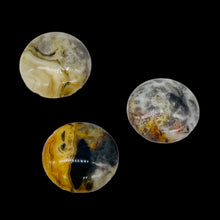 Load image into Gallery viewer, 3 Beads of intricate Designs Crazy Lace Agate Coin Beads 8969