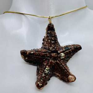 Starfish 14K Gold Filled Starfish Pendant | 2 1/2" Long | Brown White | 1 |