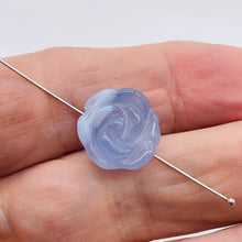 Load image into Gallery viewer, Hand Carved 1 Blue Lace Agate Rose Flower Bead 10213