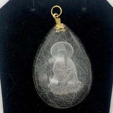 Load image into Gallery viewer, Reverse Carved Quan Yin Goddess Rutilated Quartz 14Kgf Pendant | 40x29x8mm | - PremiumBead Alternate Image 8
