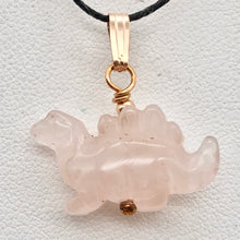 Load image into Gallery viewer, Rose Quartz Stegosaurus Dinosaur Pendant Necklace|Semi Precious Stone Jewelry