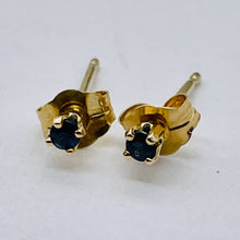 Load image into Gallery viewer, Sapphire 14K Gold 2mm Stud Round Earrings | 2mm | Blue | 1 Pair |