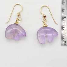 Load image into Gallery viewer, Amethyst 14K Gold Filled Zuni Bear Drop/Dangle Earrings | 1 1/4" Long | Purple |
