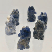 Load image into Gallery viewer, Howling New Moon Sodalite Wolf / Coyote Figurine | 21x11x8mm | Blue white - PremiumBead Alternate Image 7