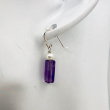 Load image into Gallery viewer, Enchanting Deep Amethyst and Pearl Sterling Silver Earrings! | 1 1/4" Long | - PremiumBead Alternate Image 5