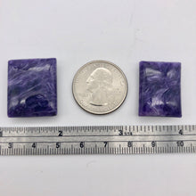 Load image into Gallery viewer, 70cts of Rare Rectangular Pillow Charoite Beads | 2 Beads | 25x20x8mm | - PremiumBead Alternate Image 3