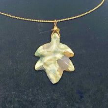 Load image into Gallery viewer, Ryolite RainForest Jasper Leaf 14K Gold Filled| 1.75 |Green/White/Gold|1 Pendant