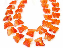 Load image into Gallery viewer, Flutterine 2 Carved Carnelian Butterfly Beads | 15x19x5mm-19x21x5mm | Orange - PremiumBead Primary Image 1