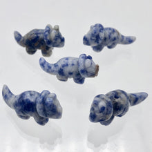 Load image into Gallery viewer, Dinosaur 2 Carved Sodalite Triceratops Beads | 22x11x7.5mm | Blue w/White - PremiumBead Alternate Image 10