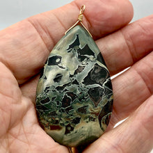 Load image into Gallery viewer, Wow Tsunami Sediment Stone Wire Wrap Pendant | 55x35mm | Deep Green |