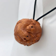 Load image into Gallery viewer, Carved & Signed Tiger Sphere Boxwood Netsuke - PremiumBead Primary Image 1