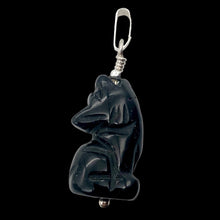 Load image into Gallery viewer, Howling Obsidian Wolf/Coyote Sterling Silverf Pendant | 1 7/16" Long | Black |