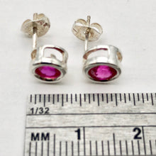 Load image into Gallery viewer, July Birthstone! Round 5mm Created Red Ruby &amp; 925 Sterling Silver Stud Earrings - PremiumBead Alternate Image 6
