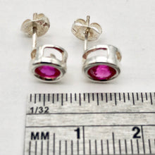 Load image into Gallery viewer, July Birthstone! Round 5mm Created Red Ruby & 925 Sterling Silver Stud Earrings - PremiumBead Alternate Image 6