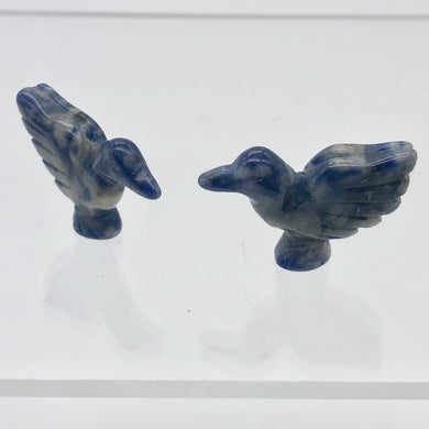 2 Hand Carved Sodalite Dove Bird Beads | 18x18x7mm | Blue white - PremiumBead Primary Image 1