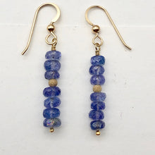 Load image into Gallery viewer, Tanzanite Faceted Roundel Bead 14K Gold Filled Earrings| 1.5" Long|Bluish Violet