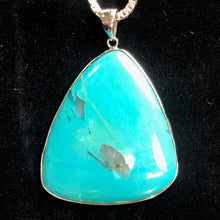 Load image into Gallery viewer, Natural Turquoise 65ct Sterling Silver Pendant | 2 1/4x1 3/4" | Blue/Clear | 1 |