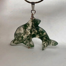 Load image into Gallery viewer, Moss Agate Dolphin Sterling Silver Pendant | 1 1/2" Long | Green | 1 Pendant |