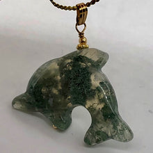 Load image into Gallery viewer, Moss Agate Dolphin 14K Gold Filled Pendant | 1 1/2" Long | Green | 1 Pendant |