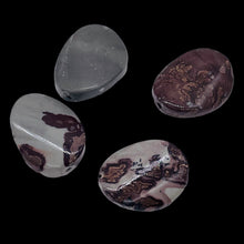 Load image into Gallery viewer, 4 Red Flower Apache Jasper Twist Oval Focal Beads 8900