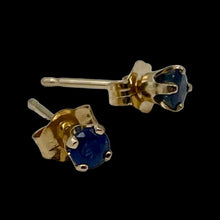 Load image into Gallery viewer, Sapphire 14K Gold 3mm Stud Round Earrings | 3mm | Blue | 1 Pair |