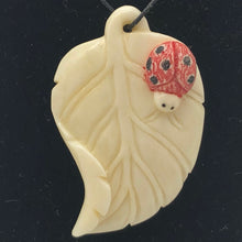 Load image into Gallery viewer, Loving Ladybug on a Leaf Hand Carved Pendant Bead | 44x29x8.5mm | 10870 - PremiumBead Alternate Image 2
